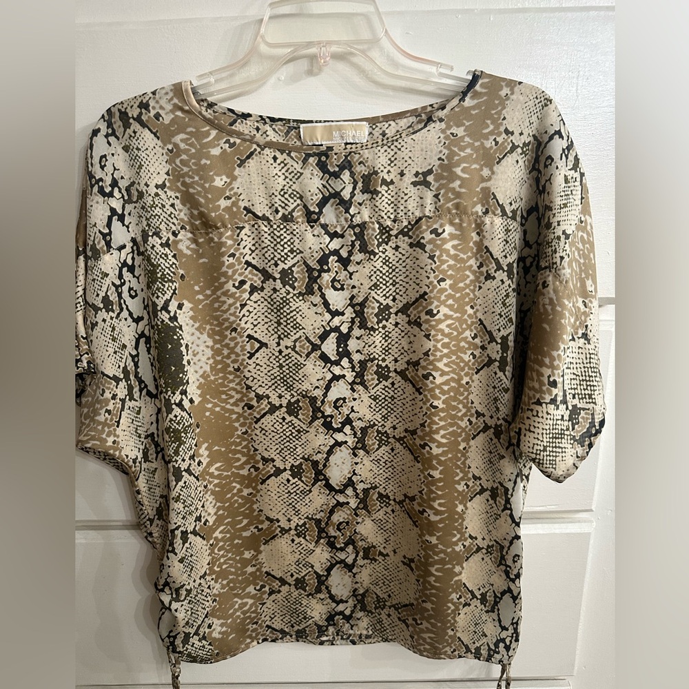MICHAEL Michael Kors Snake Print Blouse in Tan and Black